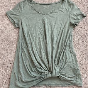 Maurices Olive Green Knot Tie Short Sleeve Shirt